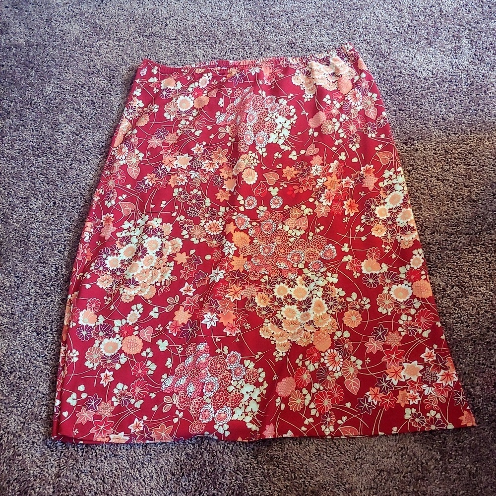 Kathie lee collection red floral midi skirt